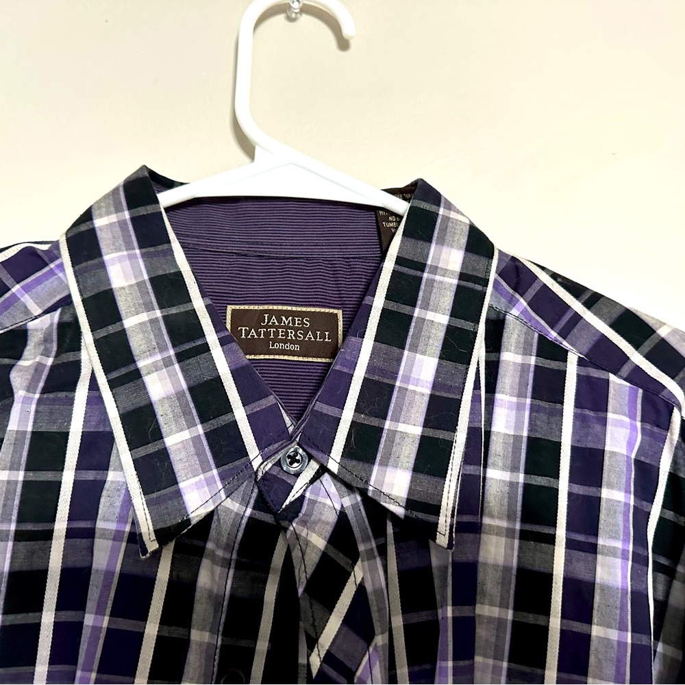 JAMES TATTERSALL London Purple LS Button-DownShirt